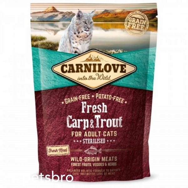 Суха храна Carnilove Fresh Carp & Trout Sterilised for Adult Cats, 400 гр 00000005525 снимка