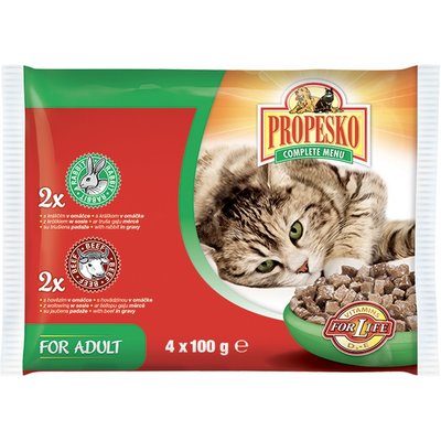 Храна Propesko Pouch for Cat 2x with Beef, 2x with Rabbit - 4x100 гр 00000000691 снимка