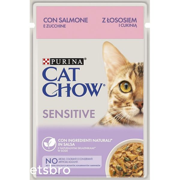 Хапки в сос Purina Cat Chow Sensitive Salmon - 13x85 гр 00000003371 снимка