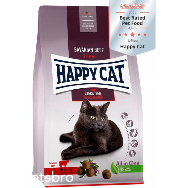 Храна Happy Cat Sterilised Adult Bavarian Beef, 10 кг 00000000250 снимка
