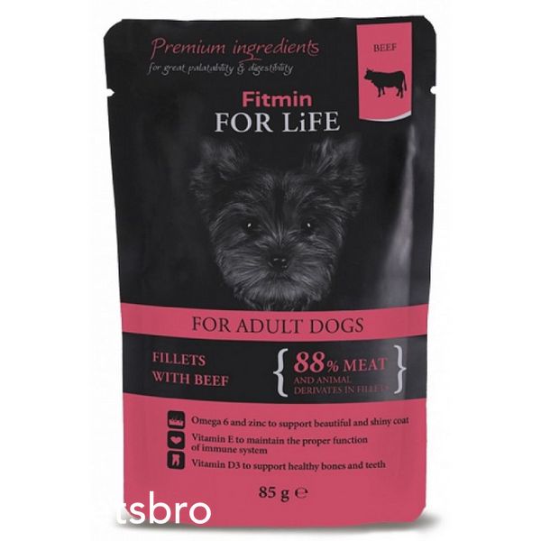 Мокра храна Fitmin For Life Dog Pouch Adult Beef in Gravy - 85 гр 00000005566 снимка
