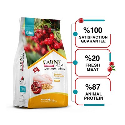 Суха храна Carni Life Cranberry Ancestral Grain Chicken & Pomegranate Kitten, 1,5 кг 00000003954 снимка