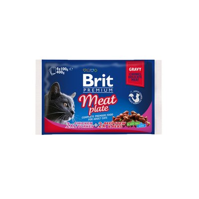 Мокра храна Brit Premium Cat Pouches Meat Plate - 4х100 гр 00000005270 снимка