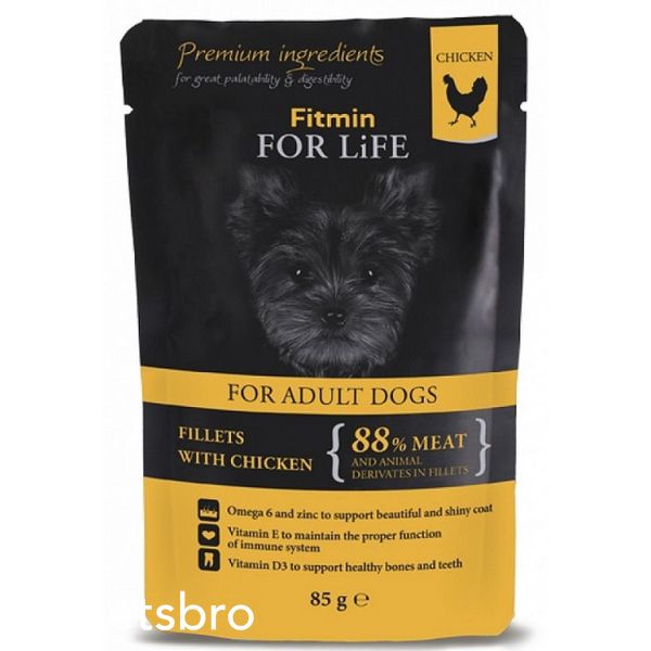 Мокра храна Fitmin For Life Dog Pouch Adult Chicken with Ham in Jelly - 85 гр 00000005567 снимка