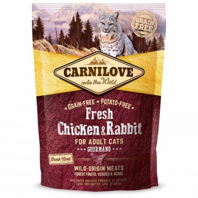 Суха храна Carnilove Fresh Chicken & Rabbit Gourmand for Adult Сats, 400 гр 00000005527 снимка