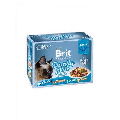 Мокра храна Brit Premium Cat Pouch Family Plate Gravy - 12х85 гр 00000005260 снимка