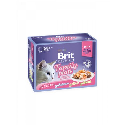 Мокра храна Brit Premium Cat Pouch Family Plate Jelly - 12х85 гр 00000005261 снимка