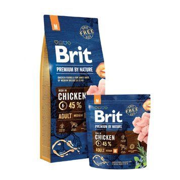 Сухой корм Brit Premium Adult M by Nature, 1 кг 00000005024 фото