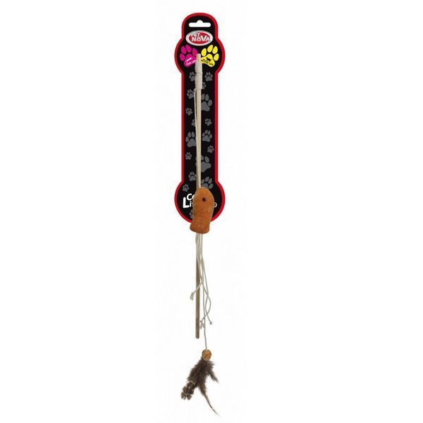 Играчка Pet Nova Cat-Rod-Wood-1 дървена пръчка с пера - 40 cm 00000006033 снимка