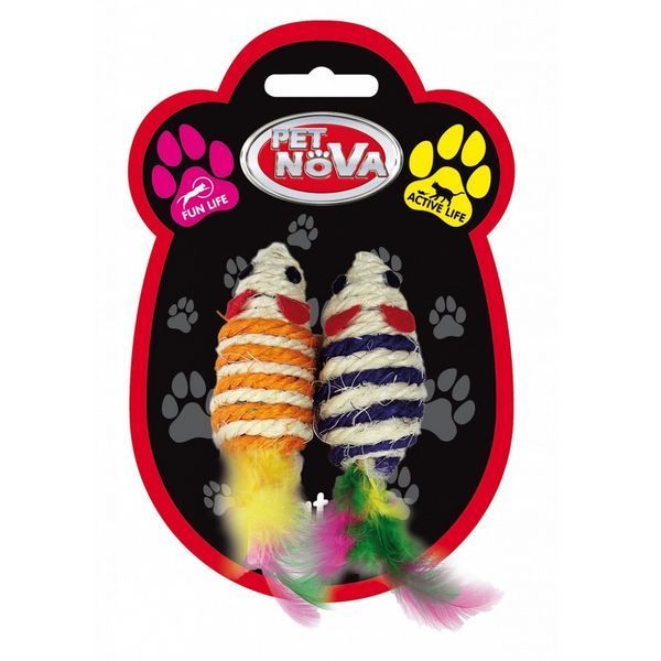 Комплект играчки Pet Nova мишки от сизал с пера - 2 бр 00000006042 снимка