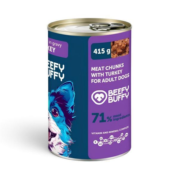 Мокра храна Beefy Buffy Chunks in Gravy with Turkey - 1,24 кг 00000010405 снимка