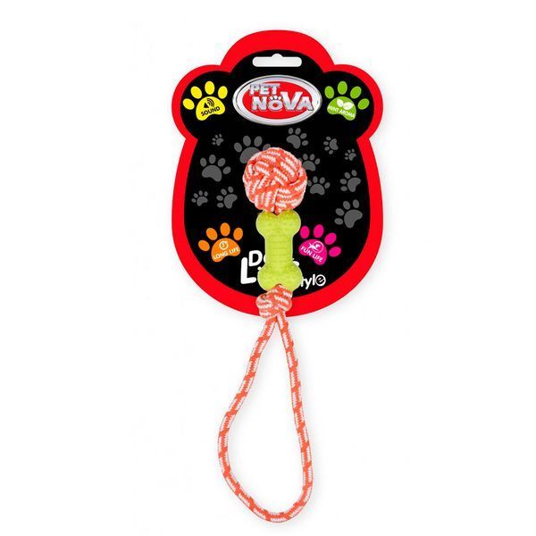 Въже Pet Nova with rubber bone - 40 cm, Yellow 00000007120 снимка