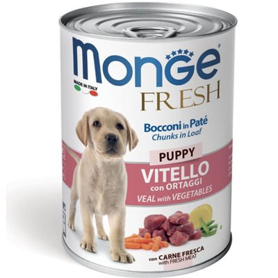 Мокра храна Monge Fresh Dog Puppy Chunks in Loaf with Veal and Vegetables - 400 гр 00000004070 снимка