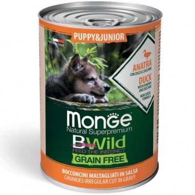 Мокра храна Monge Bwild Grain Free Puppy & Junior Duck with Pumpkin - 400 гр 00000004053 снимка