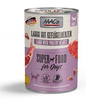 Мокра храна MAC's Dog Lamb with Poultry Hearts, 400 гр 00000007839 снимка