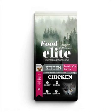 Суха храна Food Elite Kitten with Chicken - 15 кг 00000010244 снимка