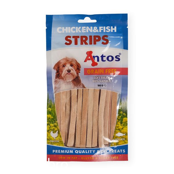 Лакомство Antos Dog Chicken&Fish Strips - 100 гр 00000008176 снимка