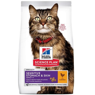 Суха храна Hill's Science Plan Feline Adult Sensitive Stomach & Skin, 7 кг 00000003683 снимка
