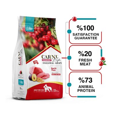 Суха храна Carni Life Cranberry Ancestral Grain Beef & Plum Adult Dog Medium & Maxi, 2,5 кг 00000003947 снимка