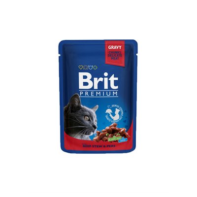 Мокра храна Brit Premium Cat Pouches Beef Stew & Peas - 100 гр 00000005262 снимка