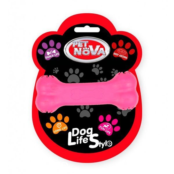 Играчка Pet Nova rubber bone - 11 cm, Pink 00000007078 снимка