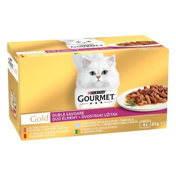 Хапки в сос Purina Gourmet Gold Double Pleasure Assorted - 4x85 гр 00000003389 снимка