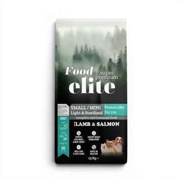 Суха храна Food Elite Small Mini Light & Sterilised Dog with Lamb & Salmon - 15 кг 00000010247 снимка