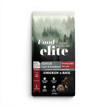 Суха храна Food Elite Senior Light & Sterilised Dog with Chicken & Rice - 15 кг 00000010246 снимка