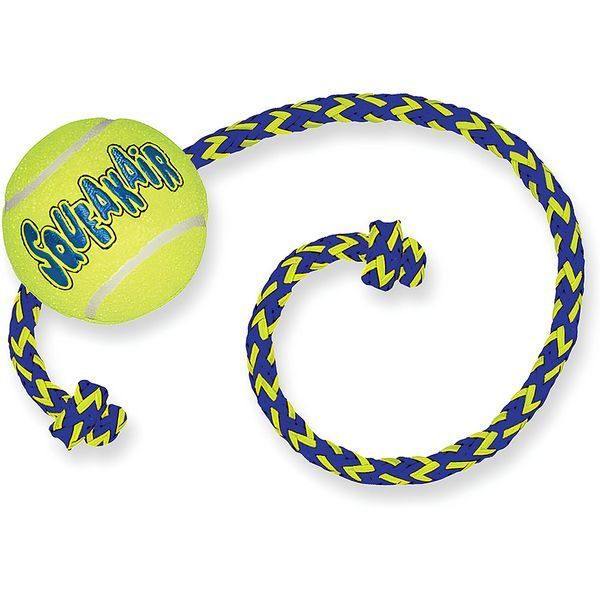 Играчка Kong Air Squeaker Tennis Ball with Rope Medium 00000009785 снимка