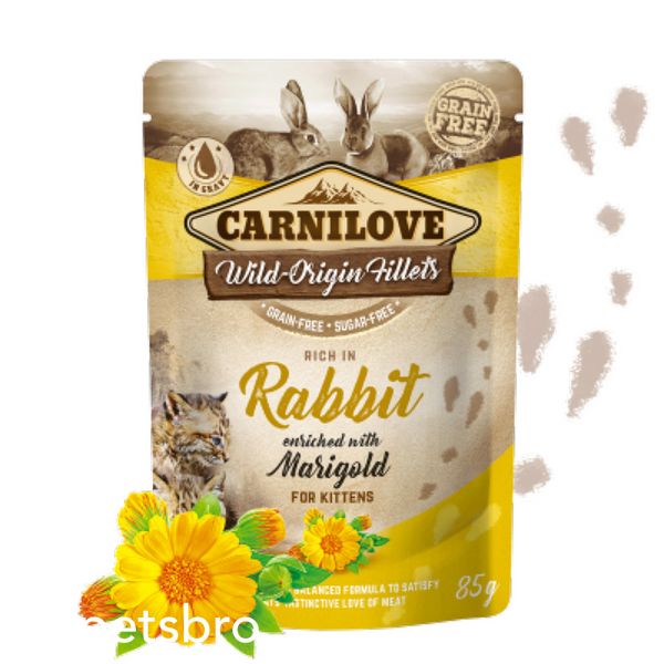 Мокра храна Carnilove Cat Pouch rich in Rabbit enriched with Marigold - 85 гр 00000005515 снимка