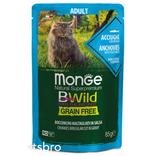 Мокра храна Monge Bwild Grain Free Adult Anchovy with Vegetables - 85 гр 00000004046 снимка