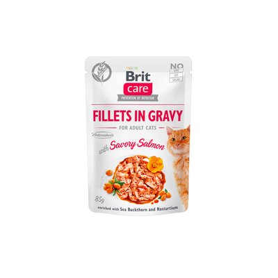 Мокра храна Brit Care Cat Pouch Savory Salmon in Gravy - 85 гр 00000005248 снимка