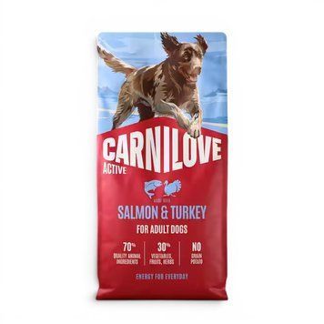 Суха храна Carnilove Active Dog Dry Made with Salmon & Turkey for Adult All Breeds, 12 кг 00000010262 снимка