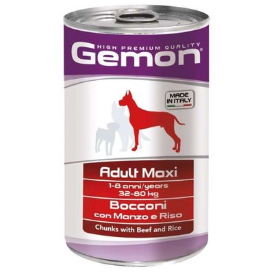 Мокра храна Gemon Dog Maxi Adult Chunks with Beef & Rice - 1,25 кг 00000004146 снимка