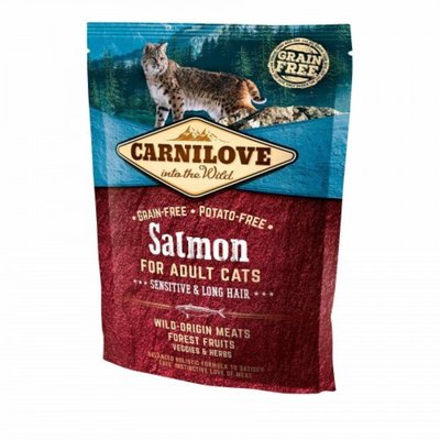 Суха храна Carnilove Salmon for Adult Cats Sensitive & Long Hair, 400 гр 00000005534 снимка