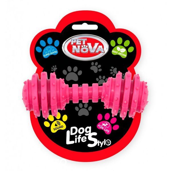 Играчка Pet Nova Dental dumbbell - 12 cm, Pink 00000007040 снимка