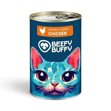 Мокра храна Beefy Buffy Chunks in Gravy with Chicken - 415 гр 00000010401 снимка