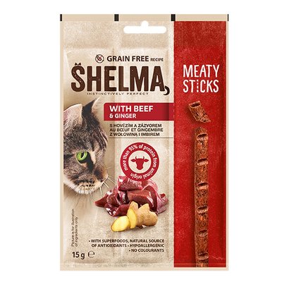 Лакомство Shelma Snack for Cats with Beef & Ginger - 3x5 гр (40725) 00000001008 снимка