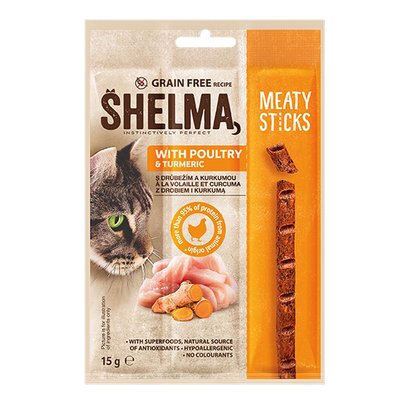 Лакомство Shelma Snack for Cats with Poultry & Turmeric - 3x5 гр (40724) 00000001009 снимка