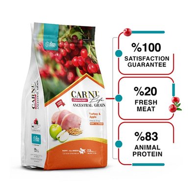 Суха храна Carni Life Cranberry Ancestral Grain & Apple Puppy All, 2,5 кг 00000003943 снимка