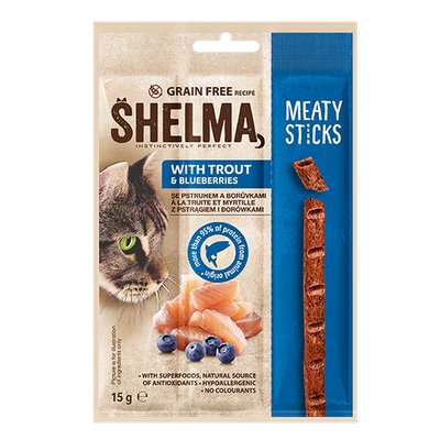 Лакомство Shelma Snack for Cats with Trout & Blueberries - 3x5 гр (40726) 00000001010 снимка