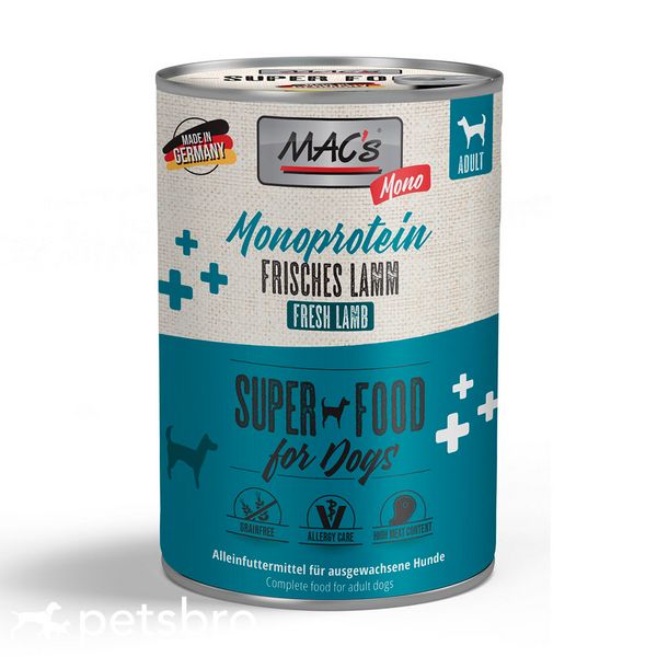 Мокра храна MAC's Dog Mono Fresh Lamb, 400 гр 00000007848 снимка