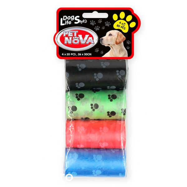 Хигиенни торбички Pet Nova paw prints - 4x20 бр 00000007156 снимка