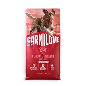 Суха храна Carnilove Active Dog Dry Made with Venison & Reindeer & Wild Boar for Active Adults, 1,5 кг 00000010277 снимка