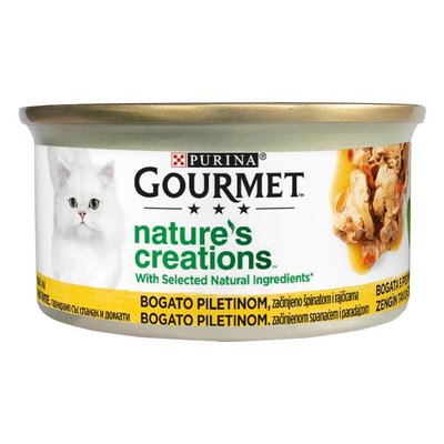 Мокра храна Purina Gourmet Nature’s Creations Chicken, Spinach and Tomatoes - 6x85 гр 00000003420 снимка