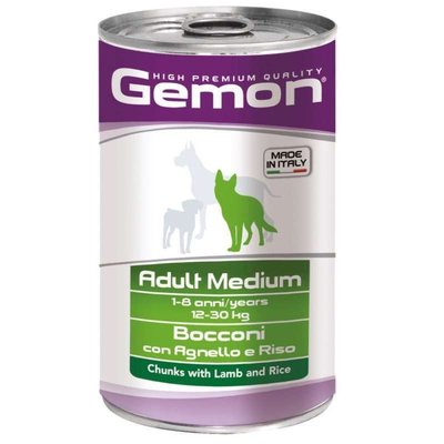Мокра храна Gemon Dog Medium Adult Chunks with Lamb & Rice - 1,25 кг 00000004149 снимка