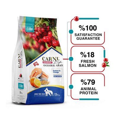 Суха храна Carni Life Cranberry Ancestral Grain Salmon & Orange Adult Dog Medium & Maxi, 2,5 кг 00000003978 снимка