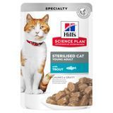 Хапки в сос Hill's Science Plan Feline Young Adult Sterilised Trout - 12x85 гр 00000003590 снимка