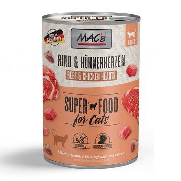 Влажный корм MAC's Cat Beef&Chicken hearts, 200 гр 00000007793 фото