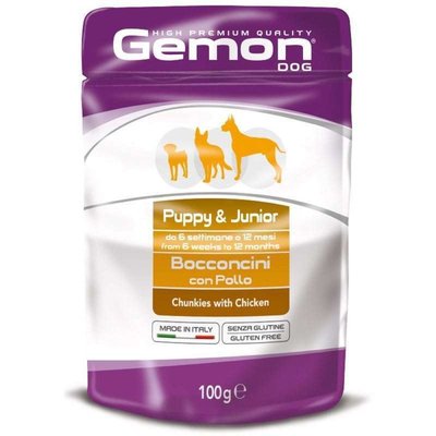 Мокра храна Gemon Dog Puppy&Junior Chunkies with Chicken - 100 гр 00000004151 снимка